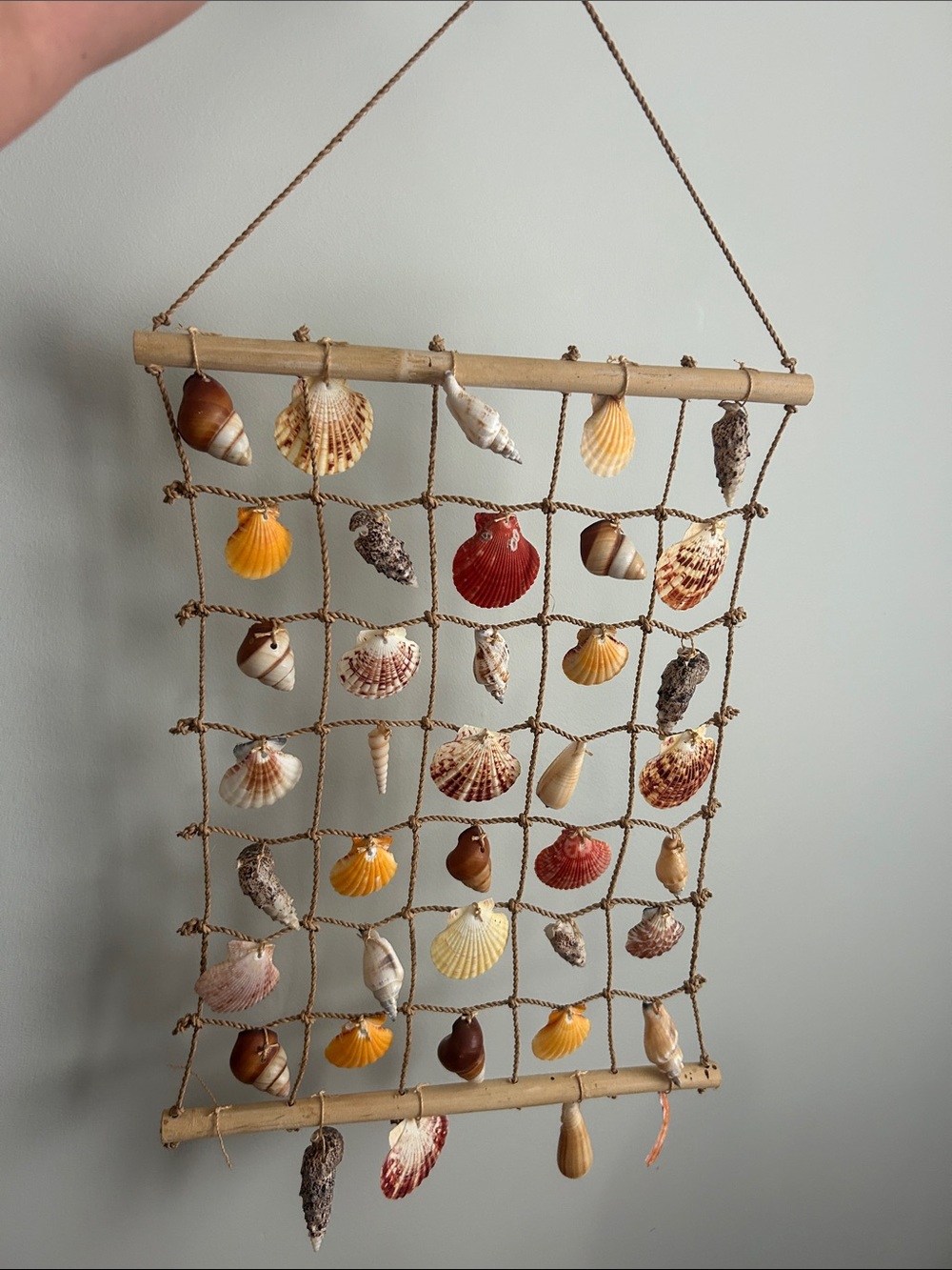 Handmade Seashell Wall Hanging - Natural, Pink & Cream Shells - Picture 2 of 3